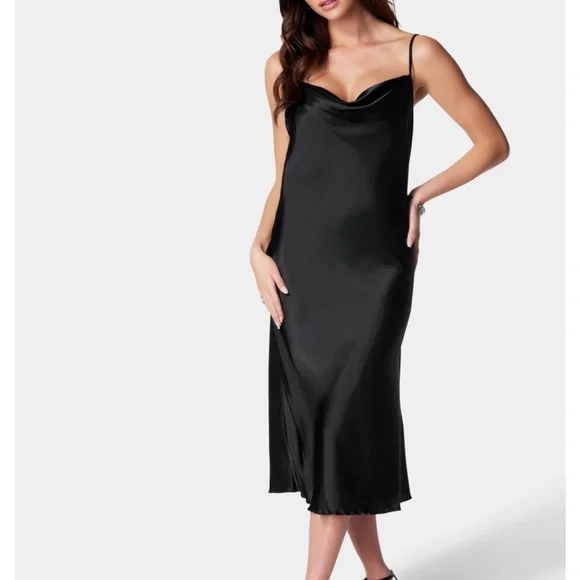 bebe satin slip dress Bebe Women's Satin Midi Slip Dress